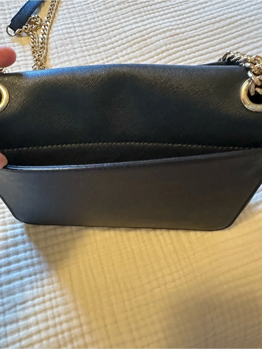 Michael Kors Black Leather Shoulder Bag with Gold Chain